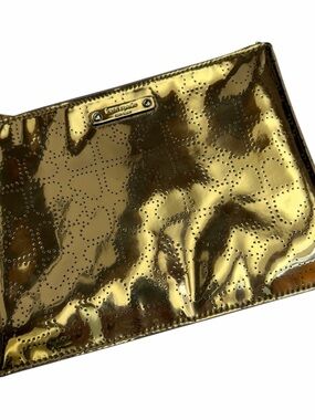 Kate Spade Gold Metallic Perforated Clutch Pouch